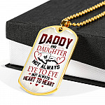 Daddy And Daughter Not Always Eye To Eye But Always Heart To Heart for Dad Dog Tag Pendant Necklace - Dog Tag (Gold Plated)