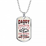 Daddy And Daughter Not Always Eye To Eye But Always Heart To Heart for Dad Dog Tag Pendant Necklace - Dog Tag (Silver)