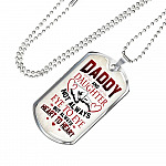 Daddy And Daughter Not Always Eye To Eye But Always Heart To Heart for Dad Dog Tag Pendant Necklace - Dog Tag (Silver)