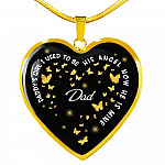 Daddy's Girl I Used To Be His Angel Now He Is Mine Heart Pendant Necklace - Loss of Dad Necklace - Heart Luxury Necklace (Gold Plated)