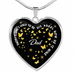Daddy's Girl I Used To Be His Angel Now He Is Mine Heart Pendant Necklace - Loss of Dad Necklace - Heart Luxury Necklace (Silver)