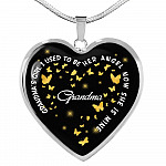 Grandma's Girl I Used To Be Her Angel Now She Is Mine Heart Pendant Necklace - Loss of Grandmother Necklace - Heart Luxury Necklace (Silver)