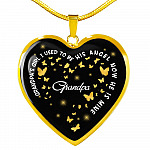 Grandpa's Girl I Used To Be His Angel Now He Is Mine Heart Pendant Necklace - Loss of Grandfather Necklace - Heart Luxury Necklace (Gold Plated)