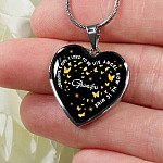 Grandpa's Girl I Used To Be His Angel Now He Is Mine Heart Pendant Necklace - Loss of Grandfather Necklace - Heart Luxury Necklace (Silver)