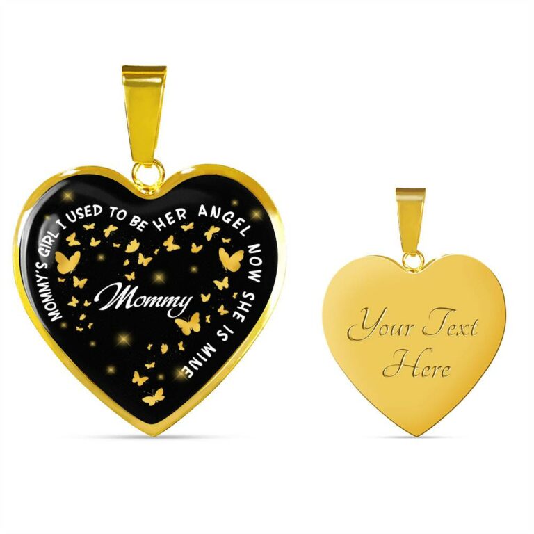 Mommy's Girl I Used To Be Her Angel Now She Is Mine Heart Pendant Necklace - Loss of Mom Necklace - Heart Luxury Necklace (Gold Plated)