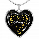 Mommy's Girl I Used To Be Her Angel Now She Is Mine Heart Pendant Necklace - Loss of Mom Necklace - Heart Luxury Necklace (Silver)