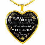 So Rare Is It To Find So Much Kindness Wisdom and Beauty Heart Pendant Necklace - Heart Luxury Necklace (Gold Plated)
