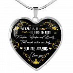 So Rare Is It To Find So Much Kindness Wisdom and Beauty Heart Pendant Necklace - Heart Luxury Necklace (Silver)