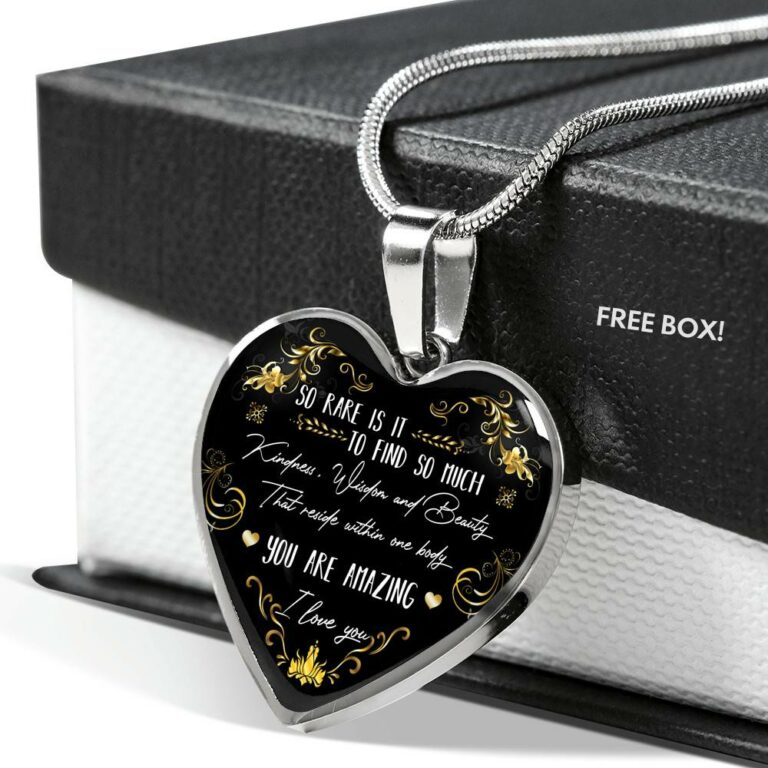 So Rare Is It To Find So Much Kindness Wisdom and Beauty Heart Pendant Necklace - Heart Luxury Necklace (Silver)