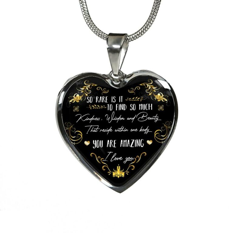 So Rare Is It To Find So Much Kindness Wisdom and Beauty Heart Pendant Necklace - Heart Luxury Necklace (Silver)