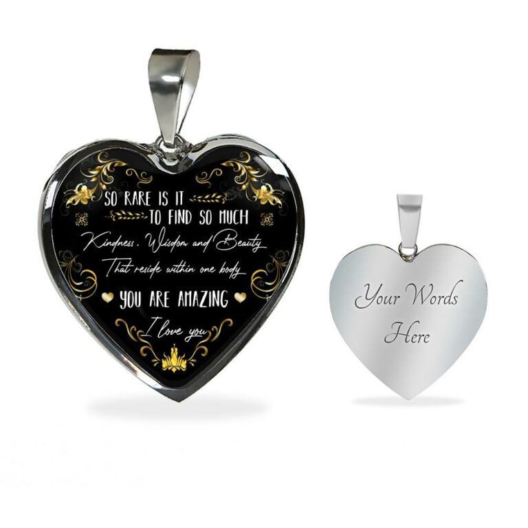 So Rare Is It To Find So Much Kindness Wisdom and Beauty Heart Pendant Necklace - Heart Luxury Necklace (Silver)