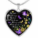 My Mind Still Talks To You My Heart Still Looks For You Memorial Butterfly Heart Pendant Necklace - Heart Luxury Necklace (Silver)