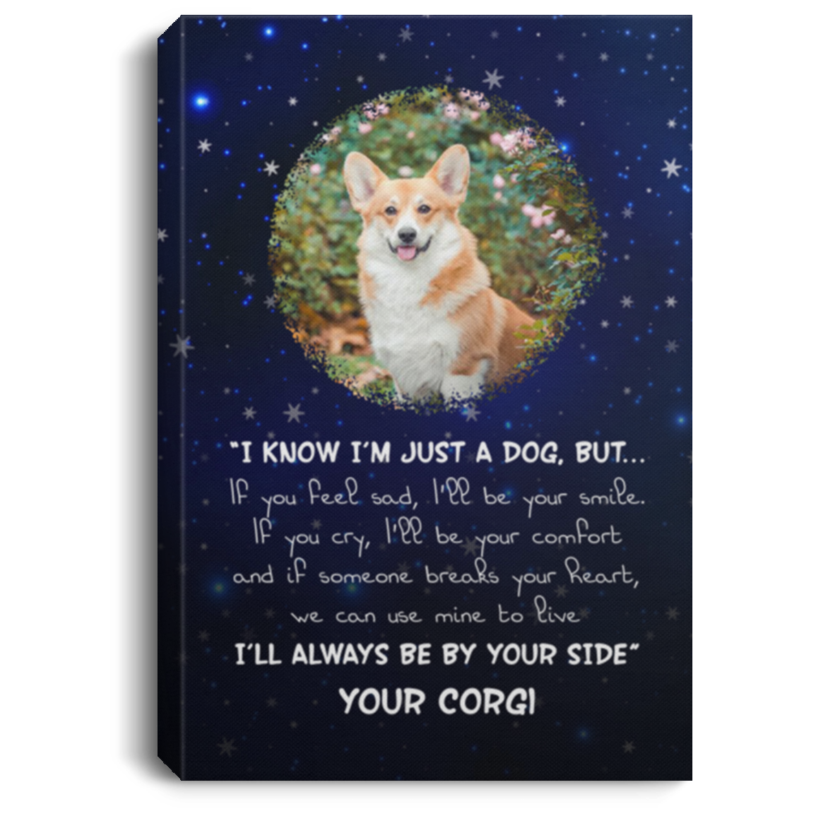 Personalized Photo I Know I'm Just A Dog But If You Feel Sad I'll Be Your Smile Framed Canvas - Unframed Poster, White, 0.75'' Framed Canvas Personalized Photo I Know I'm Just A Dog But If You Feel Sad I'll Be Your Smile Framed Canvas - Unframed Poster, White, 0.75'' Framed Canvas