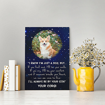Alternative view of Personalized Photo I Know I'm Just A Dog But If You Feel Sad I'll Be Your Smile Framed Canvas - Unframed Poster