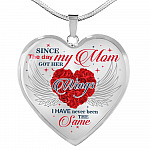 Since The Day My Mom Got Her Wings I Have Never Been the Same Memory Necklaces - Heart Pendant Necklace - Heart Luxury Necklace (Silver)