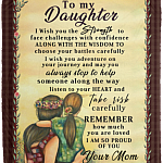 To My Daughter I Wish You The Strength Fleece Blanket - Mink Sherpa Blanket - Woven Blanket, White, Cozy Plush Fleece Blanket - 50x60