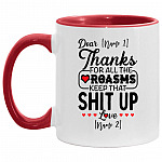 Personalized Thanks For All The Accent Mug, White/Red, 11 oz. Accent Mug