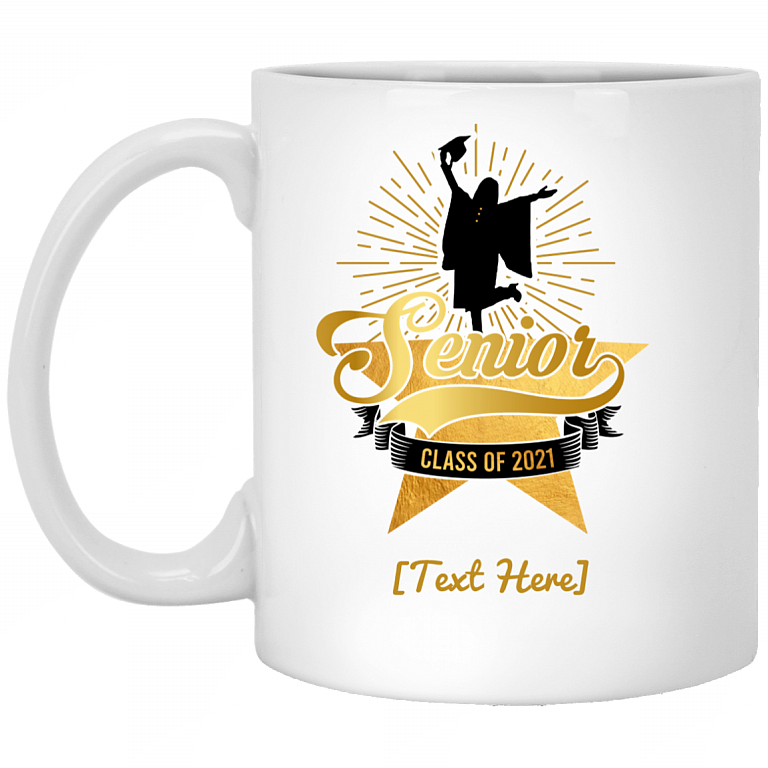 Personalized Senior Class of 2021 Musical Graduation Ceramic Coffee Mug - Beer Stein - Water Bottle - Color Changing Mug, White, 11 oz. White Mug