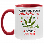 Personalized Cannabe Your Valentine Funny Cannabis Accent Coffee Mug - Valentine Gift Mug, White/Red, 11 oz. Accent Mug Personalized Cannabe Your Valentine Funny Cannabis Accent Coffee Mug - Valentine Gift Mug, White/Red, 11 oz. Accent Mug