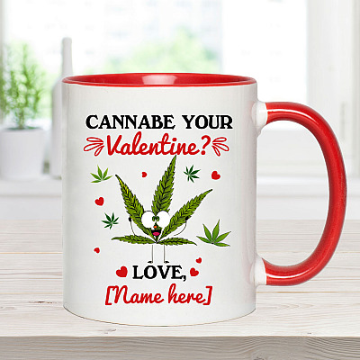 Alternative view of Personalized Cannabe Your Valentine Funny Cannabis Accent Coffee Mug - Valentine Gift Mug