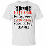 Personalized Future Ladies Man Current Mama's Boy Baby Boy Valentine Outfit Youth Tee, White, Youth T-Shirt