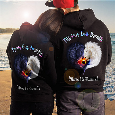 Alternative view of Personalized Till Our Last Breath Print On Back Only Hoodie - Long Sleeve - From Our First Kiss  Matching Shirt