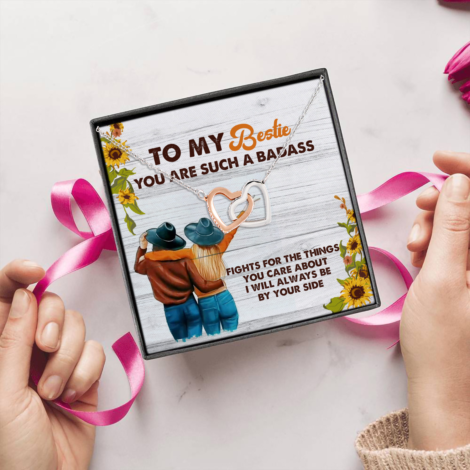 4KT. To My Bestie Badass(4) Interlocking Hearts Necklace 5