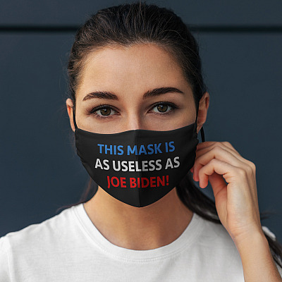 Alternative view of This Mask Is As Useless As Joe Biden Washable Reusable Custom Printed Cloth Face Mask Cover - Anti Biden Mask