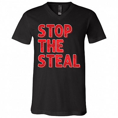 Stop The Steal Trump 2020 Voter Fraud Election T-Shirt - V-Neck Shirt, Black, V-Neck T-Shirt
