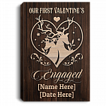 Personalized Deer Our First Valentine's Engaged Framed Canvas Prints - Unframed Poster - Valentines Gifts, White, 0.75'' Framed Canvas