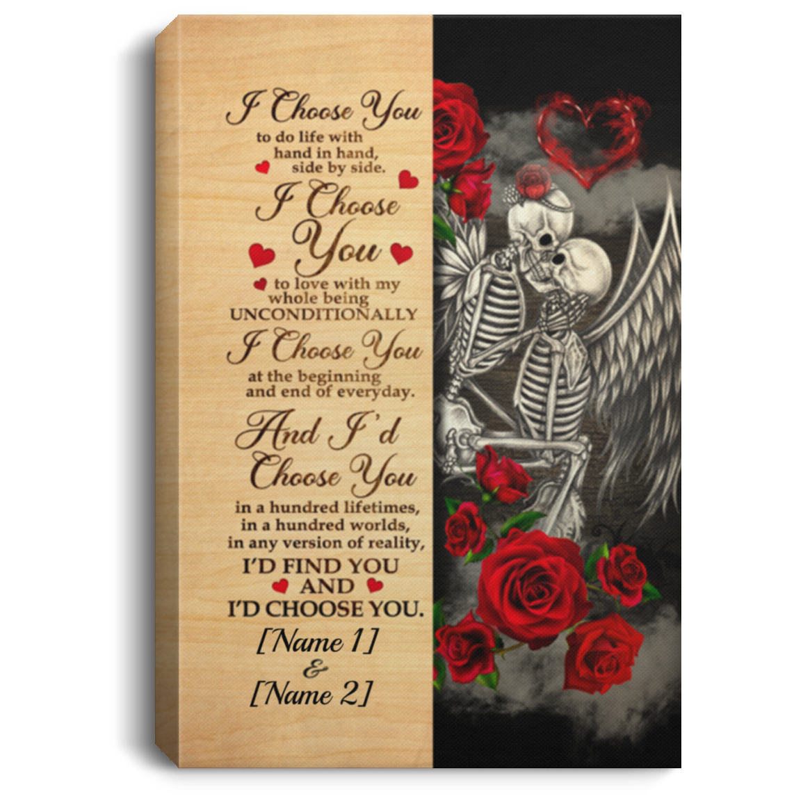 Personalized Skull Couple I Choose You Gallery Wrapped Framed Canvas Prints - Unframed Poster - Wall Art, White, 0.75'' Framed Canvas Personalized Skull Couple I Choose You Gallery Wrapped Framed Canvas Prints - Unframed Poster - Wall Art, White, 0.75'' Framed Canvas