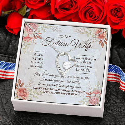 Alternative view of To My Future Wife I Wish I Could Turn Back Time You Are Special to Me Forever Love Pendant Necklace