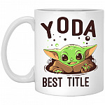 Personalized Best Baby Yoda Mug, White, 11 oz. White Mug