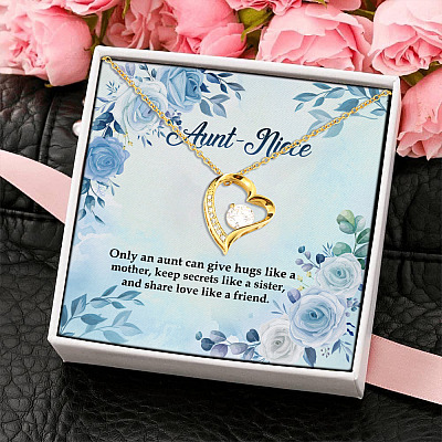 Alternative view of Aunt Niece Only An Aunt Can Give Hugs Like A Mother And Share Love Like A Friend Forever Love Heart Pendant Necklace