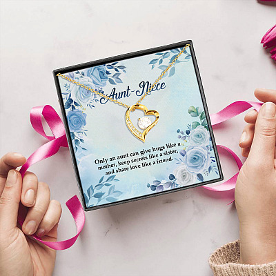 Aunt Niece Only An Aunt Can Give Hugs Like A Mother And Share Love Like A Friend Forever Love Heart Pendant Necklace