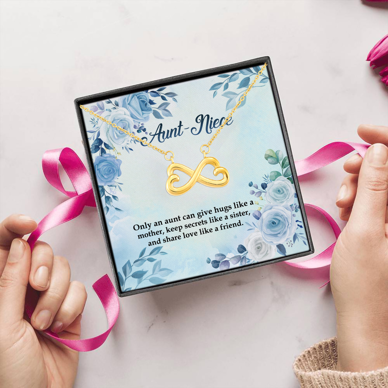 7Th. Aunt Niece(4) Infinity Heart Necklace (Gold) 5