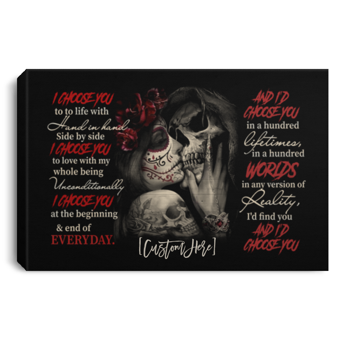 Personalized I Choose You To Do Life With Hand In Hand Side By Side Skull Couple Canvas Prints - Unframed Poster, White, 0.75'' Framed Canvas Personalized I Choose You To Do Life With Hand In Hand Side By Side Skull Couple Canvas Prints - Unframed Poster, White, 0.75'' Framed Canvas