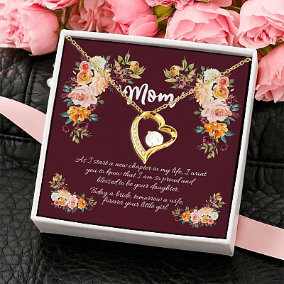 Alternative view of To My Mom Today A Bride Tomorrow A Wife Forever Your Little Girl Forever Love Heart Pendant Necklace