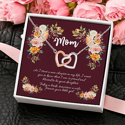 Alternative view of To My Mom Today A Bride Tomorrow A Wife Forever Your Little Girl Interlocking Hearts Pendant Necklace
