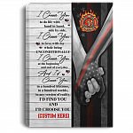 Personalized Firefighter I Choose You To Do Life With Hand In Hand Side By Side Canvas Prints - Unframed Poster, White, 0.75'' Framed Canvas