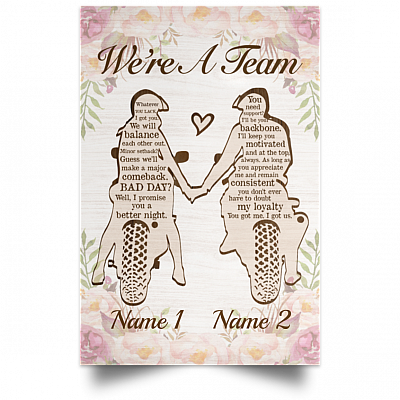 Personalized We Are a Team Motorcycle Couple Valentine Gift for Him Unframed Poster, White, Unframed Poster