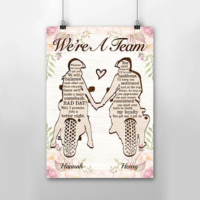 Alternative view of Personalized We Are a Team Motorcycle Couple Valentine Gift for Him - Custom We Are Team Framed Canvas Unframed Poster