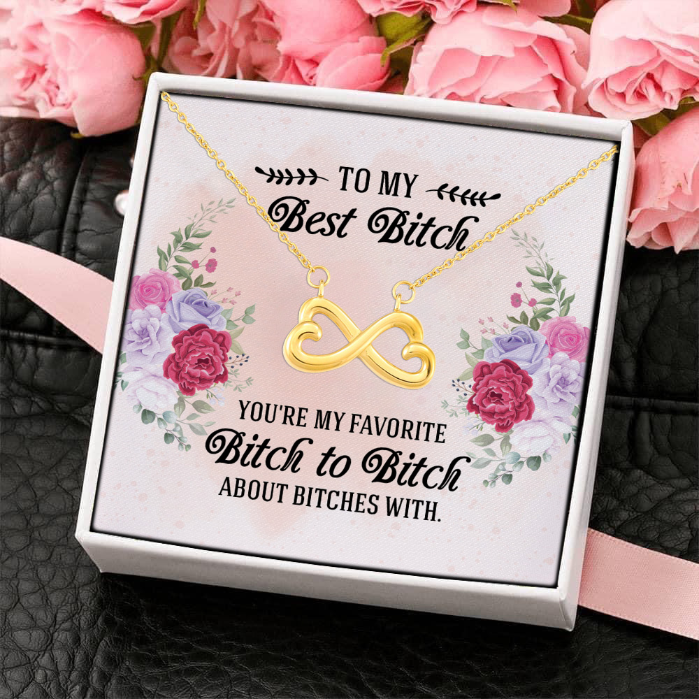 8Th. Best Bitch card (4) Infinity Heart Necklace (Gold) 4