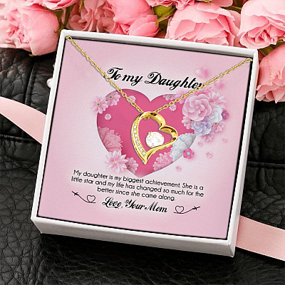 Alternative view of To My Daughter My Daughter Is My Biggest Achievement Love Your Mom Forever Love Heart Pendant Necklace