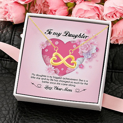 Alternative view of To My Daughter My Daughter Is My Biggest Achievement Love Your Mom Infinity Heart Pendant Necklace