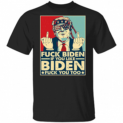 Trump Middle Finger Biden T-Shirt, Black, Unisex T-Shirt