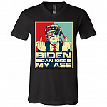 Biden Can Kiss My Ass Election Pro Trump No Joe Biden T-shirt -V-neck - Not My President Biden Shirt, Black, V-Neck T-Shirt