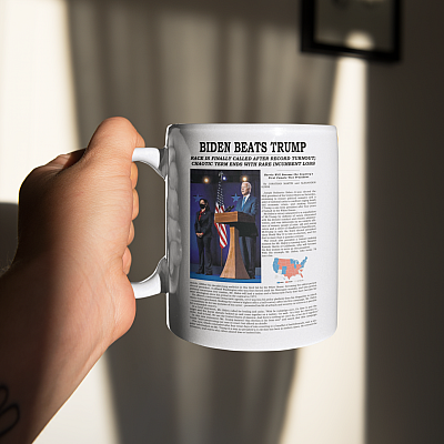 Alternative view of Biden Beats Trump Hot News Ceramic Coffee Mug - Beer Stein - Water Bottle  - Color Changing Mug