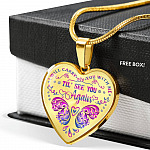 Purple Butterfly I Will Carry You With Me Til I See You Again Heart Pendant Necklace - Heart Luxury Necklace (Gold Plated)