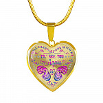 Purple Butterfly I Will Carry You With Me Til I See You Again Heart Pendant Necklace - Heart Luxury Necklace (Gold Plated)